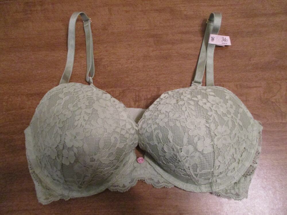 VICTORIAS SECRET DREAM ANGELS PUSH UP PADDED BRA GREEN 34D